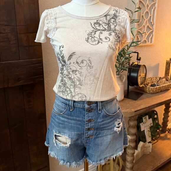 Distressed Guess Jean Shorts - Picture 1 of 5